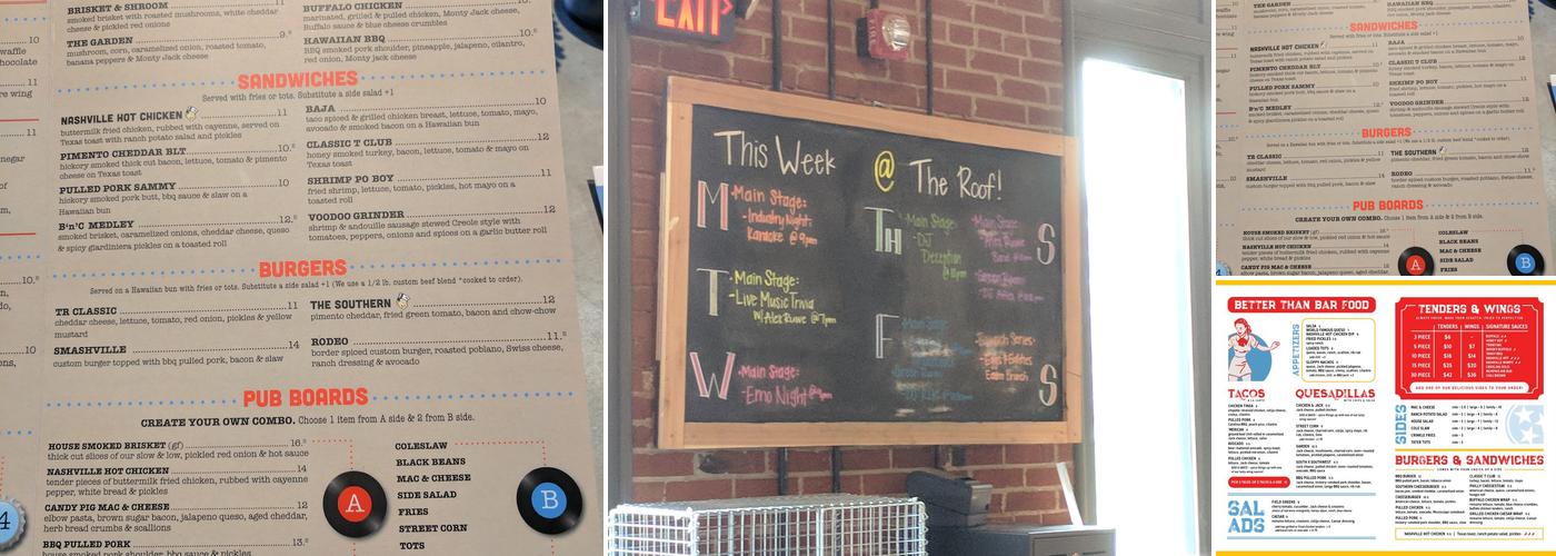 Tin Roof Menu