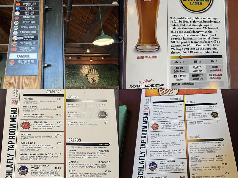 The Schlafly Tap Room Menu