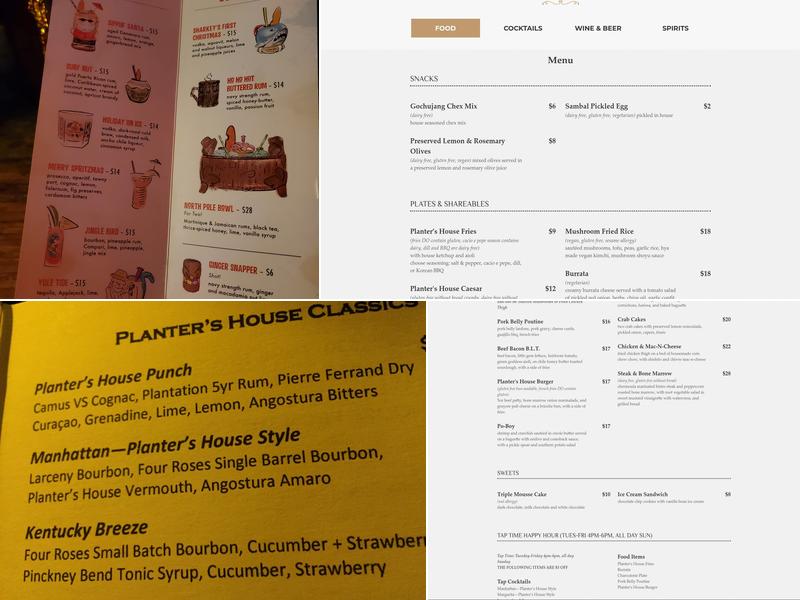 Planter's House Menu