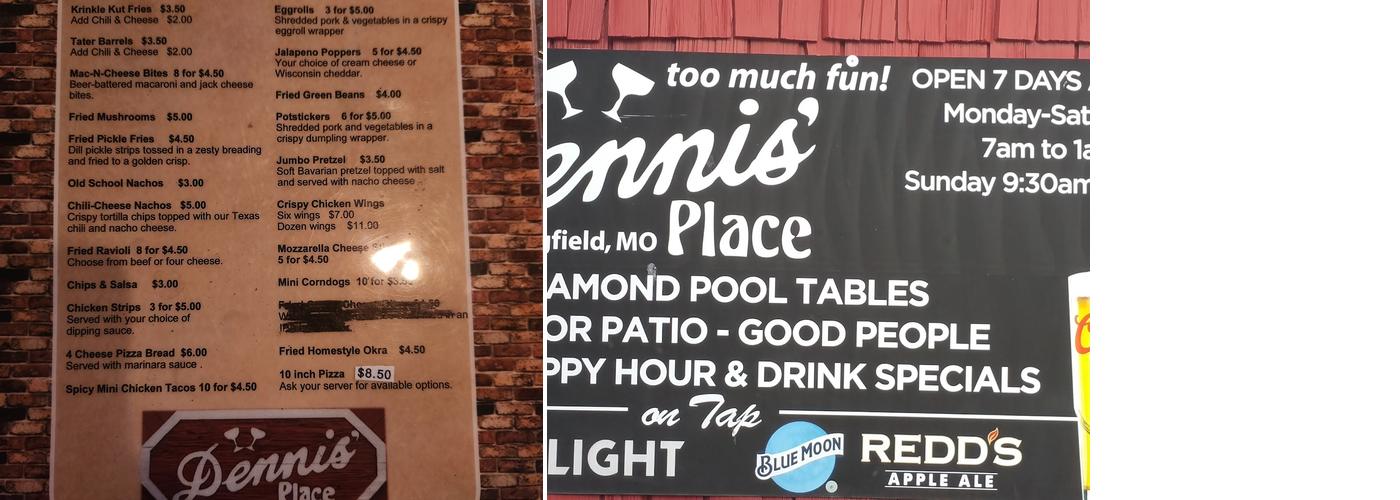 Dennis' Place Menu