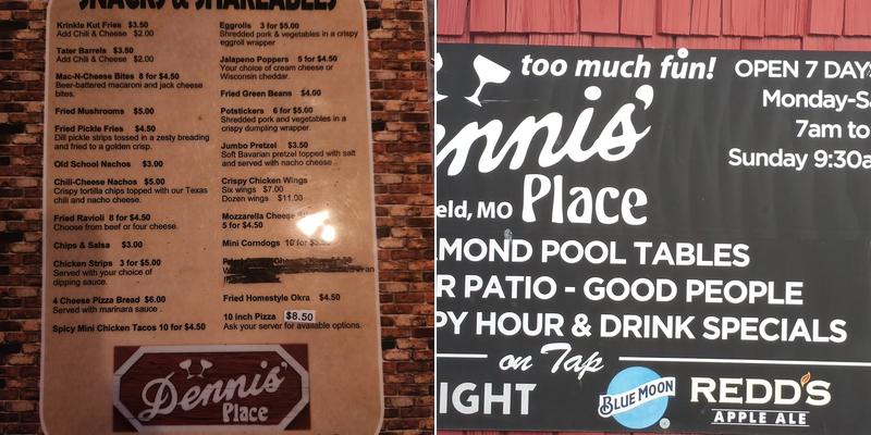 Dennis' Place Menu