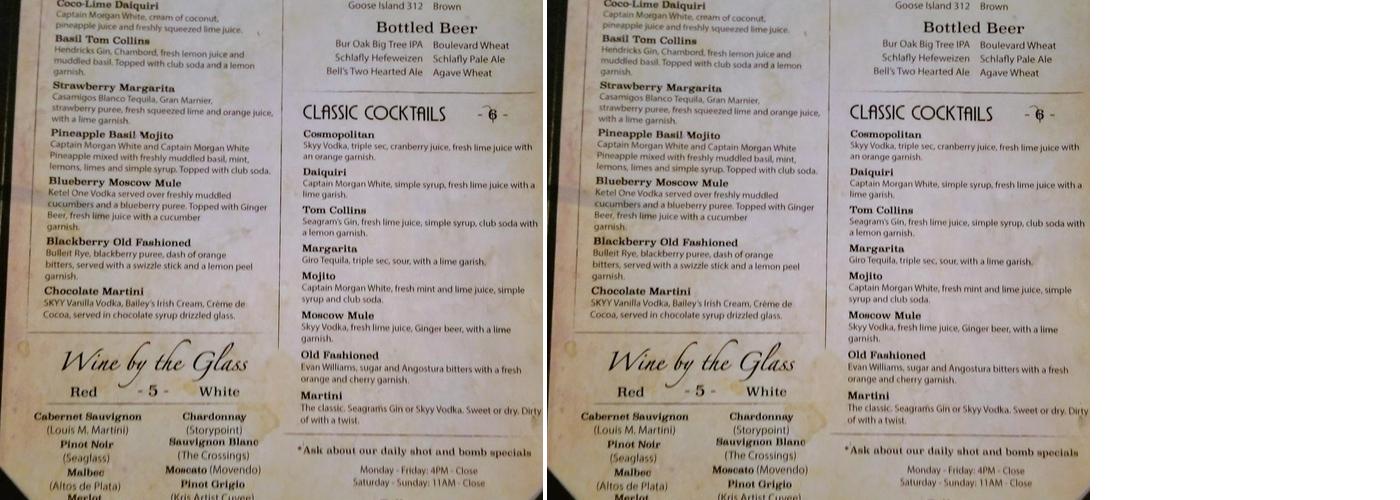 The Understudy Menu