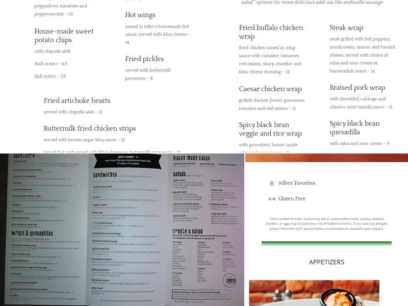 Tellers Gallery & Bar Menu
