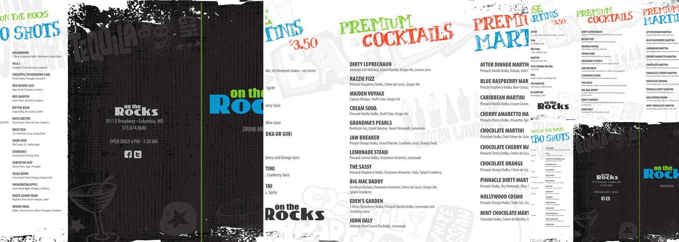 On the Rocks Menu