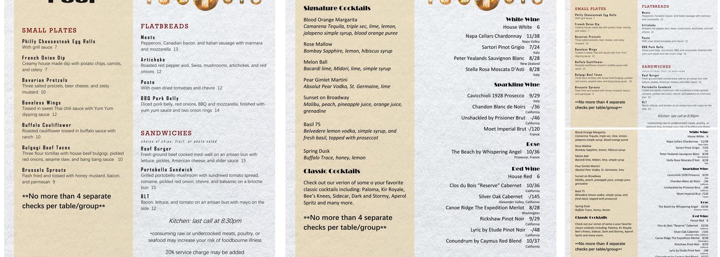 The Roof Menu