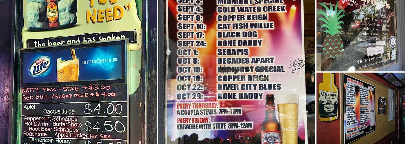 Tuners on Main Street Menu