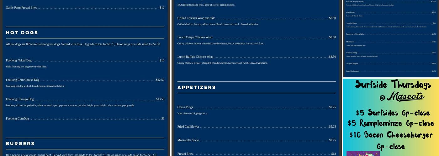 Mascots Menu