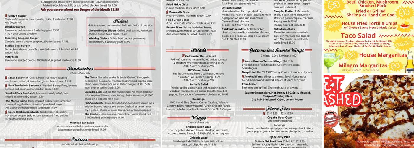 Gettemeier's St. Peters Menu