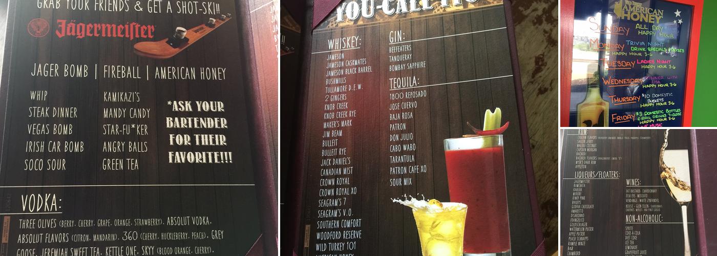 Casey's Bar Menu