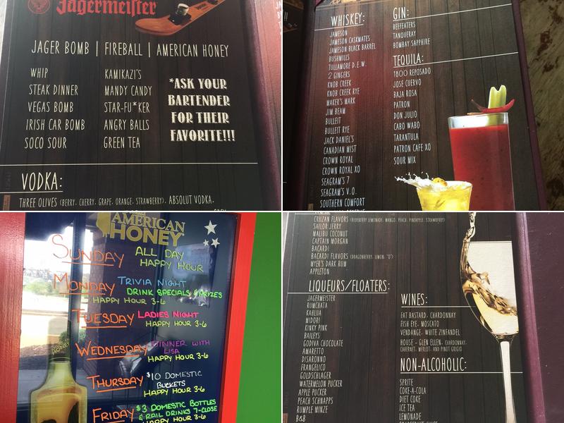 Casey's Bar Menu
