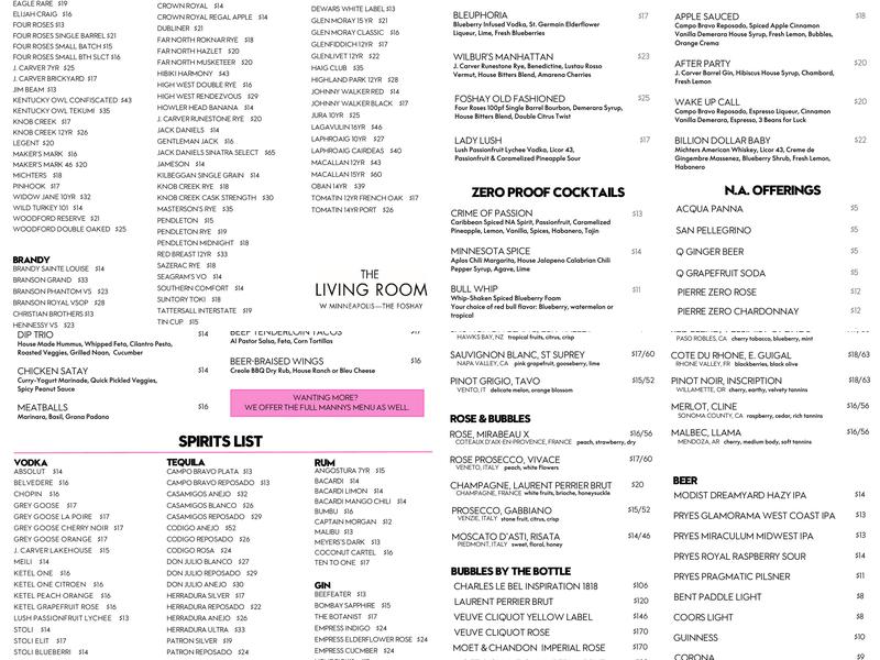 Prohibition Bar Menu