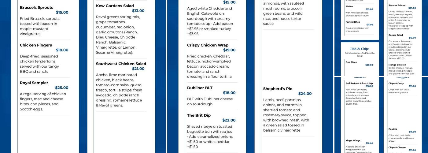 Brit's Pub Menu