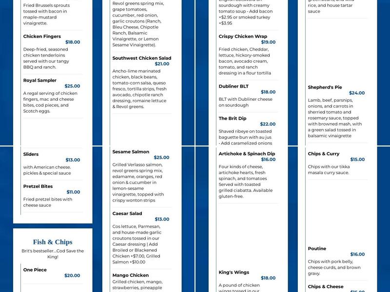 Brit's Pub Menu