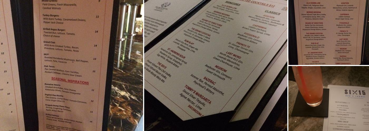 Six15 Bar & Lounge Menu