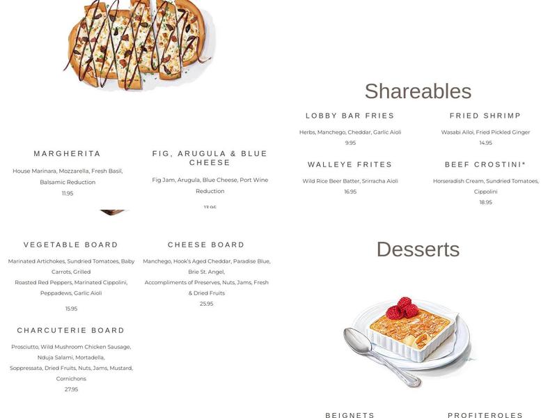 Lobby Bar at The Saint Paul Hotel Menu