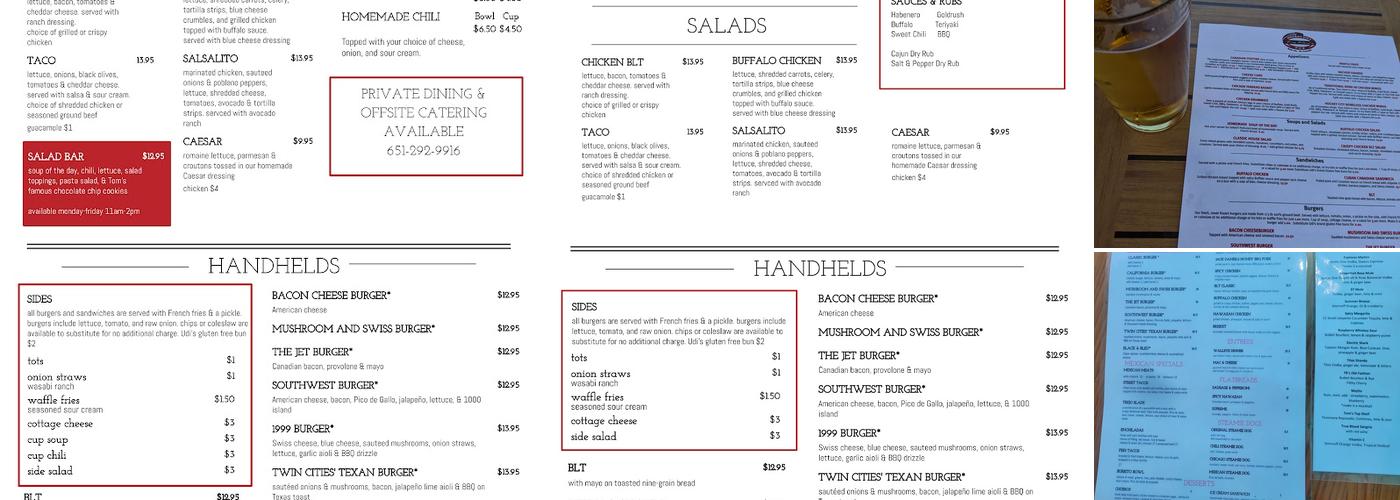 Tom Reid's Hockey City Pub Menu