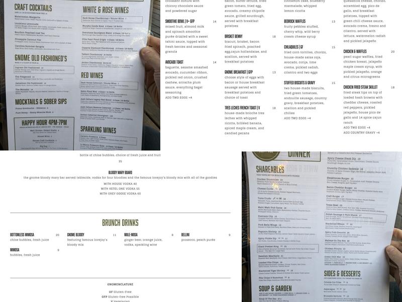 The Gnome Craft Pub Menu