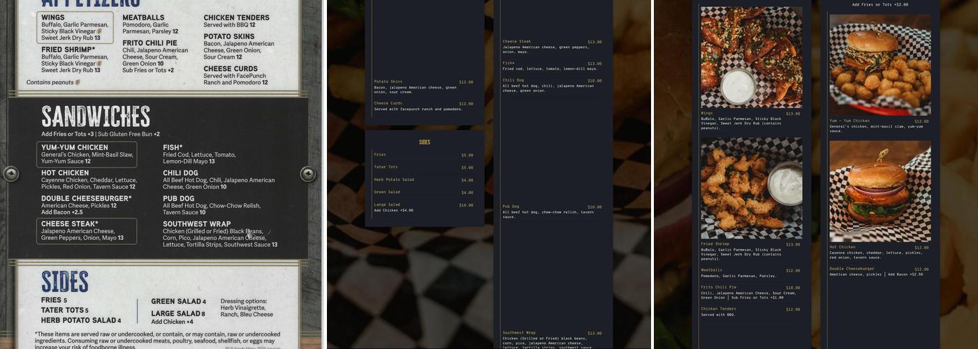 Chances Tavern Menu