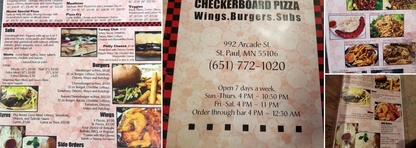 Eastside Checkerboard Pizza Menu