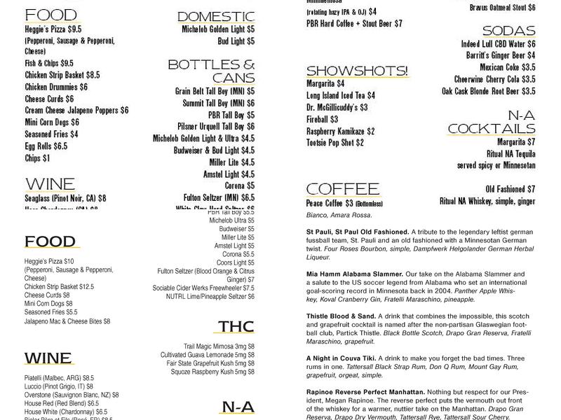 Black Hart of Saint Paul Menu