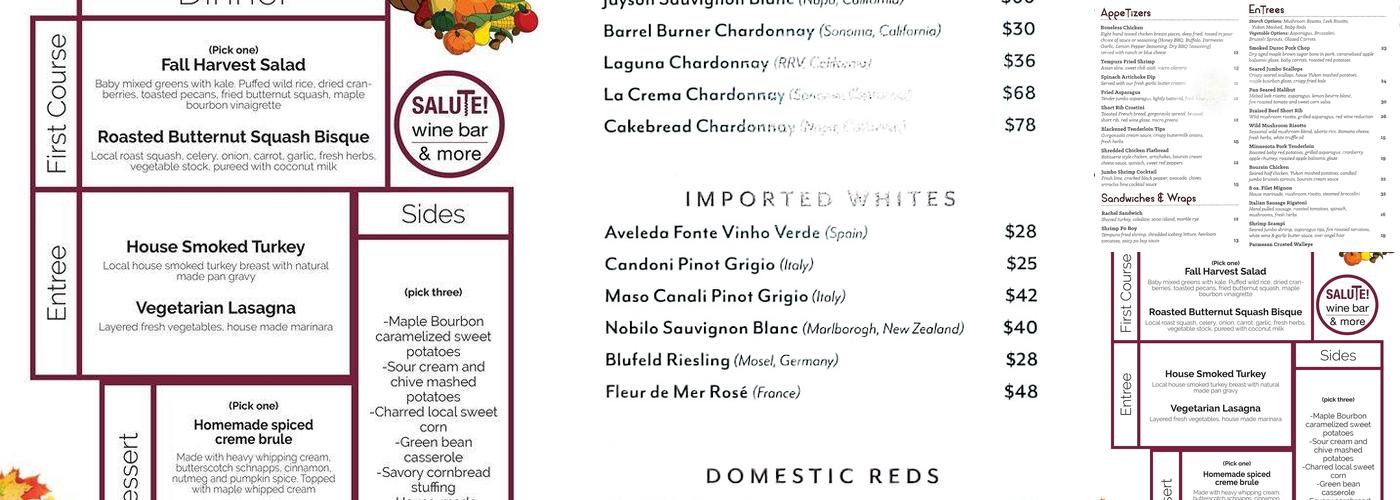 Salute Wine Bar & More Menu