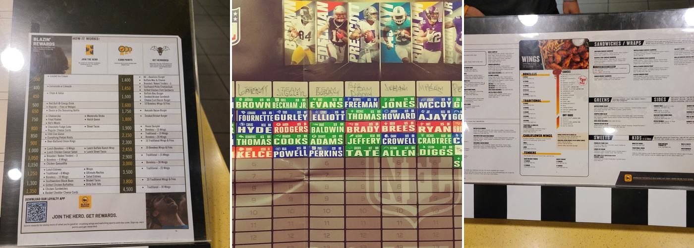 Buffalo Wild Wings Menu