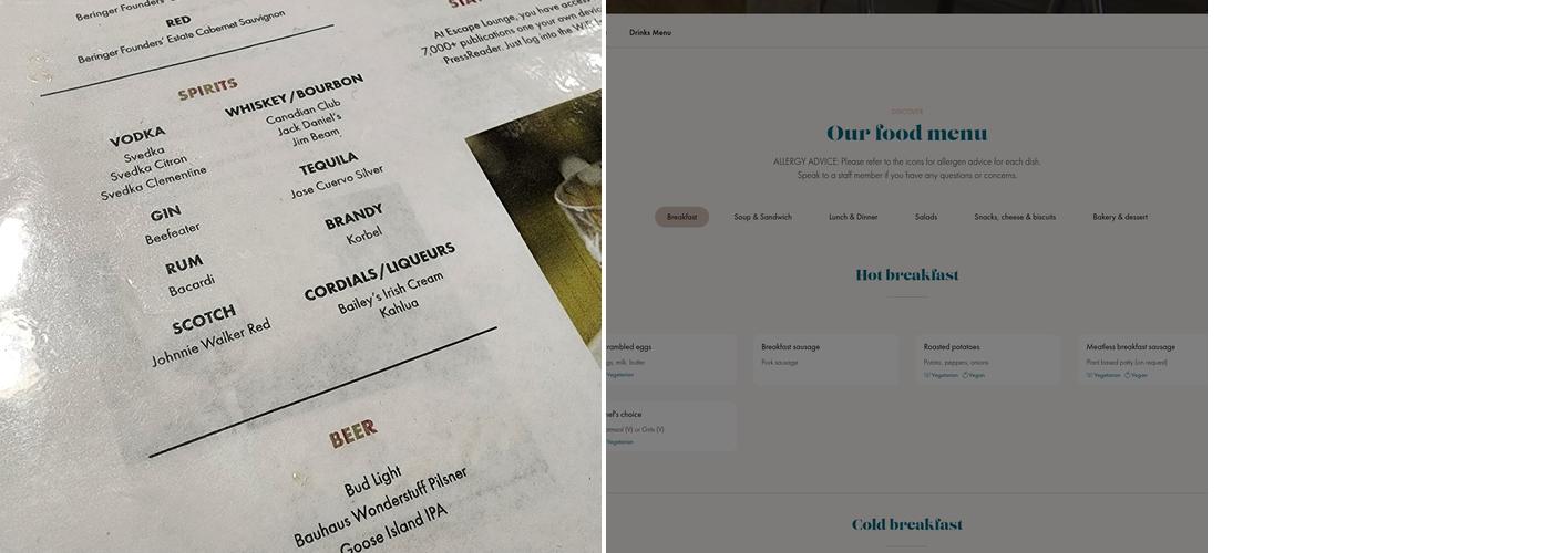 Escape Lounges - The Centurion® Studio Partner MSP Menu
