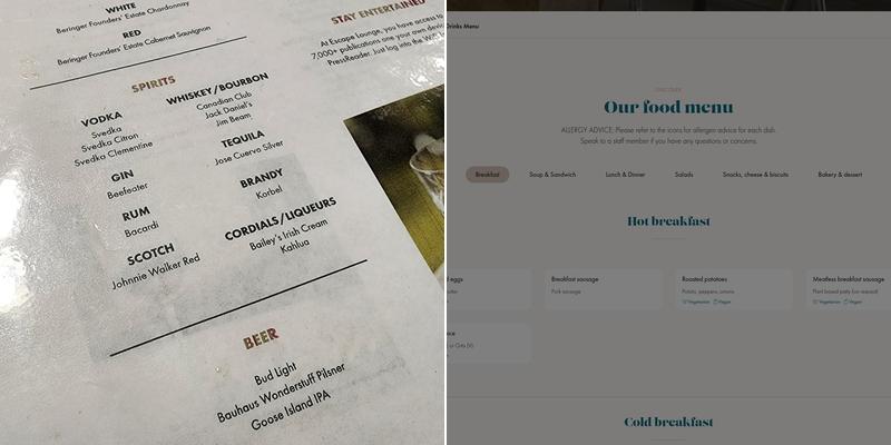 Escape Lounges - The Centurion® Studio Partner MSP Menu