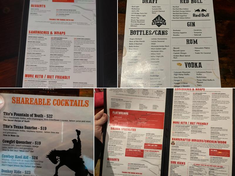 Cowboy Jack's Menu