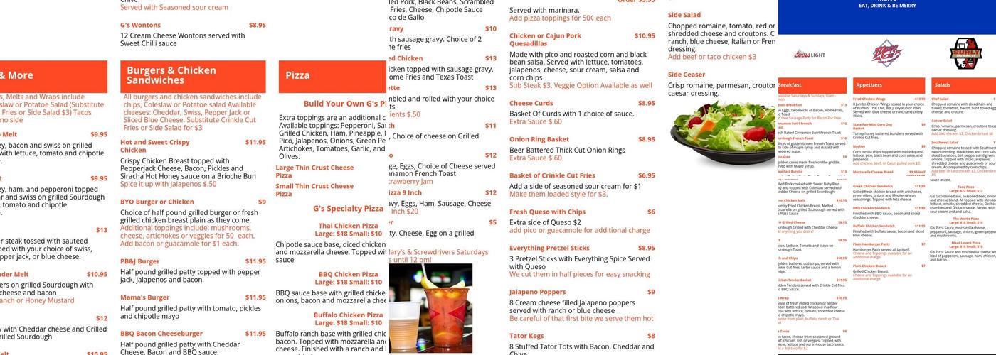 Mama G's Menu