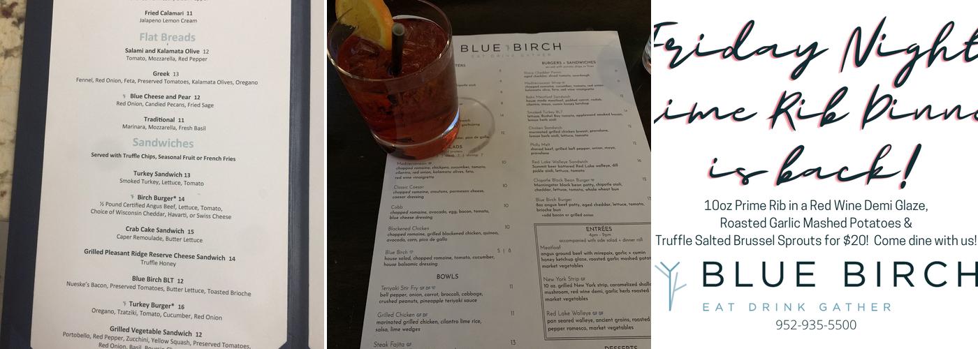 Blue Birch Menu