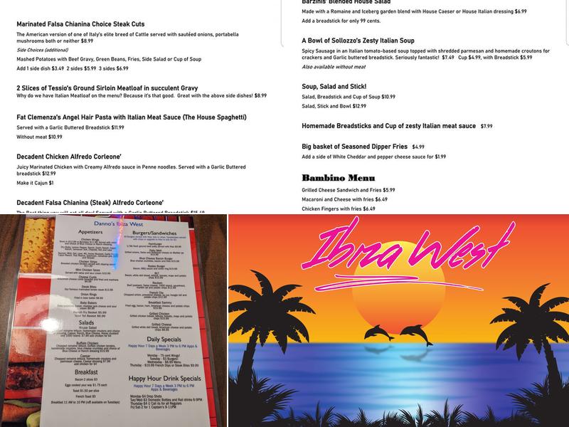 Danno's Ibiza West Menu