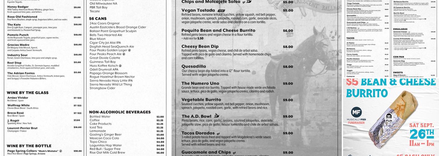 Crescent Ballroom Menu