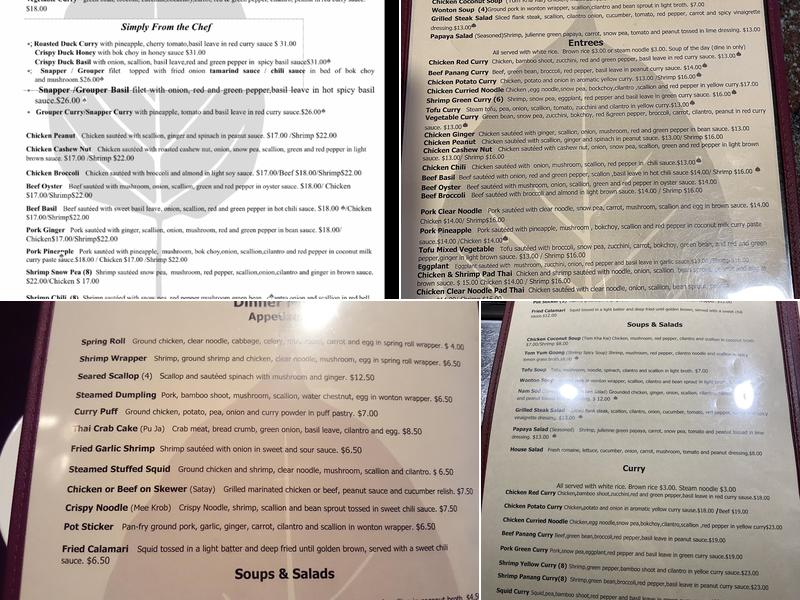Thai Bistro Menu