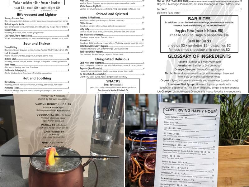 Copperwing Distillery Menu