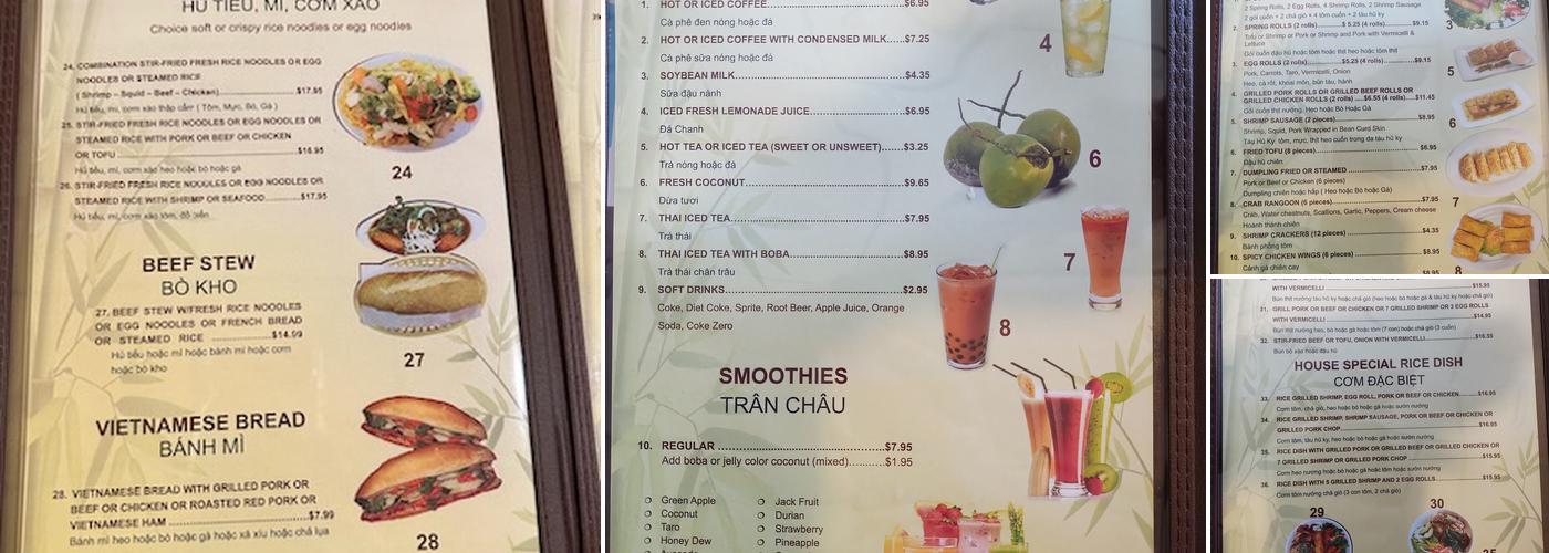Pho Tan Menu