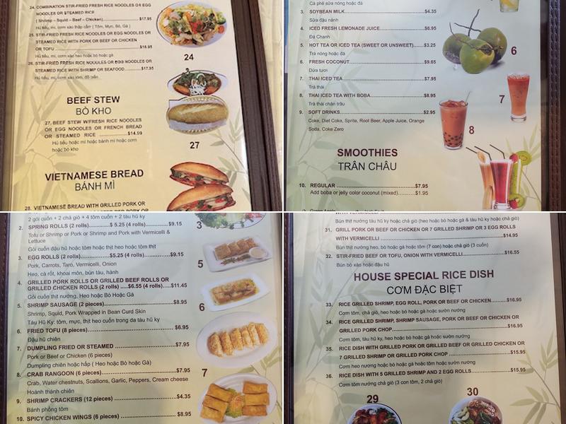 Pho Tan Menu