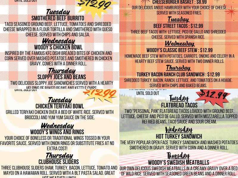 Woody's Bar and Grill Menu