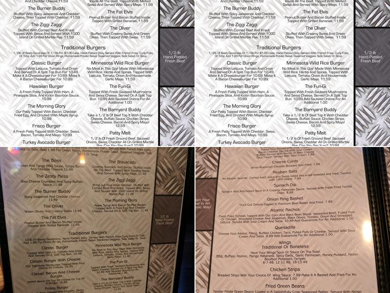 Atomic Star Tavern Menu