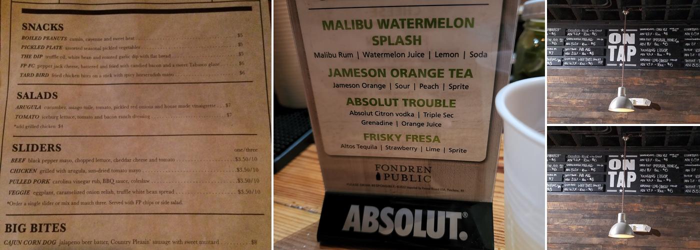 Fondren Public Menu