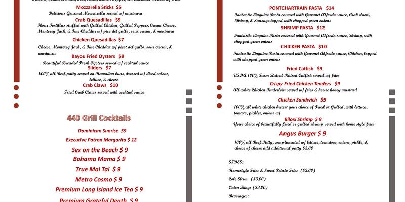 Kisha's Lounge Menu