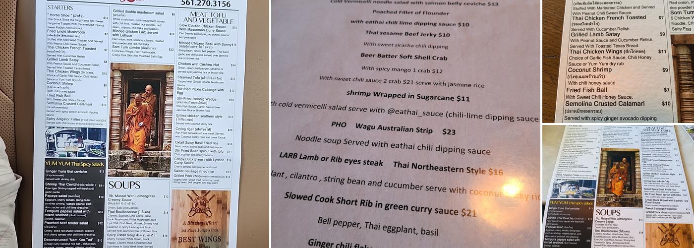 Eathai Menu