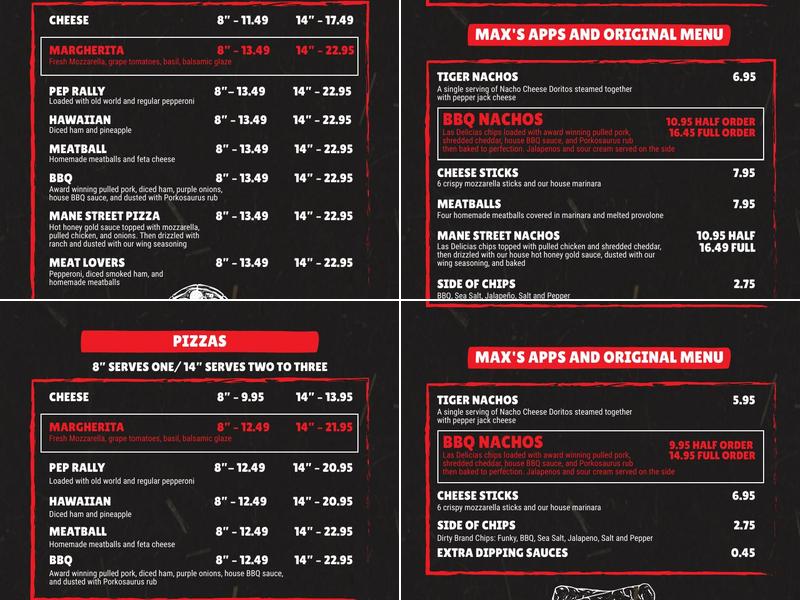 Max's Sports Bar Menu