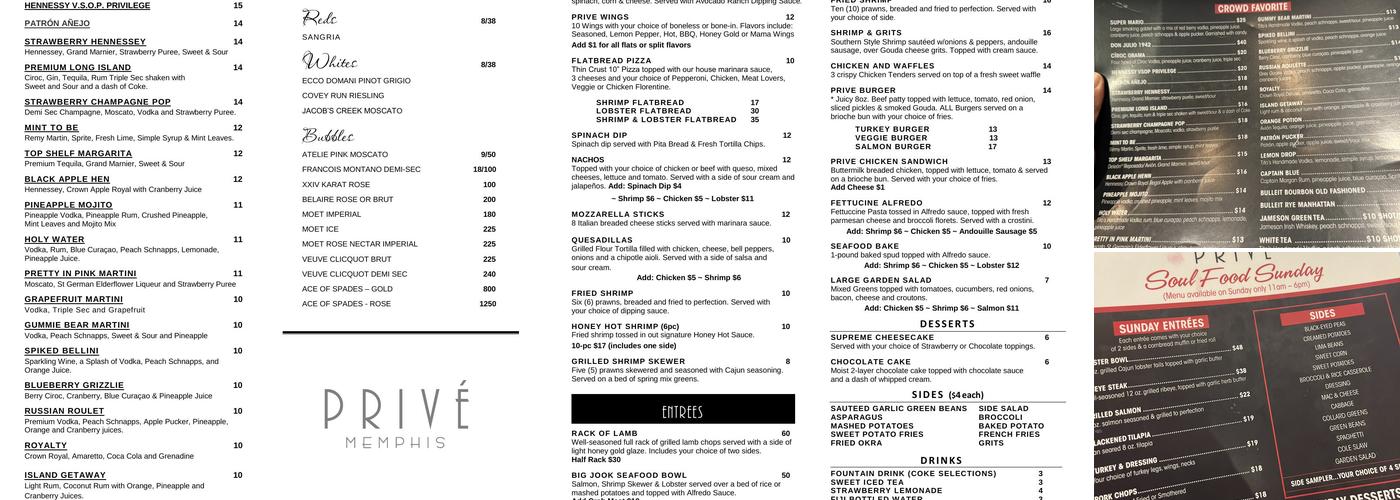 Prive Menu
