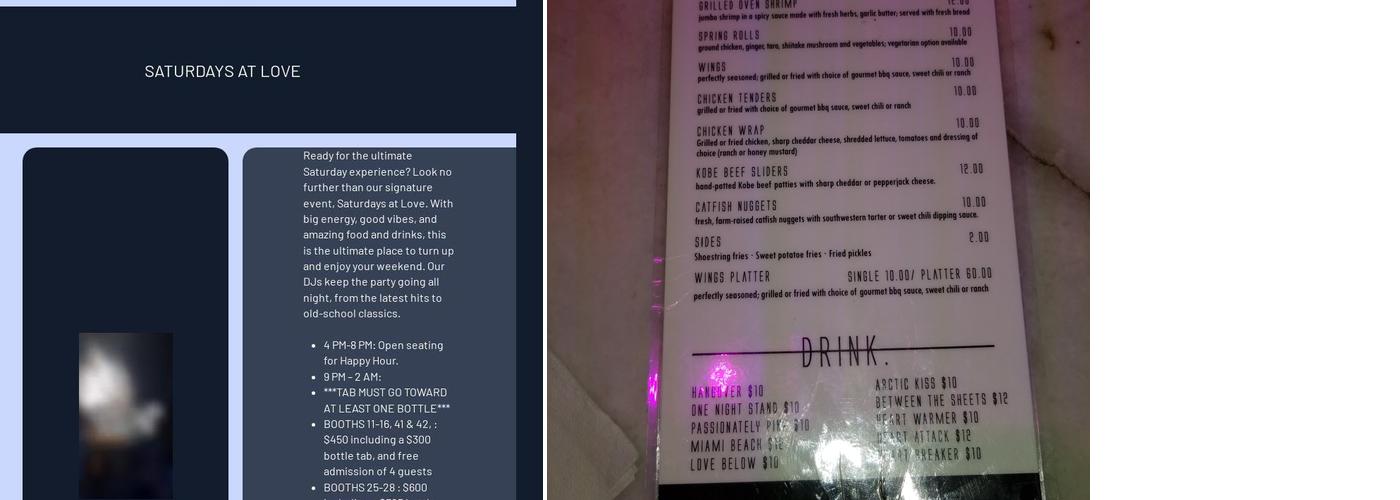 In Love Memphis Menu