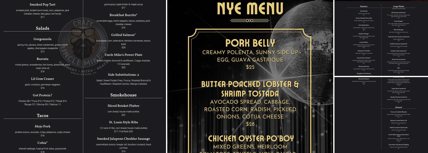 Crazy Uncle Mike's Menu