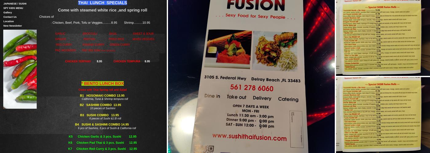 SUSHI THAI FUSION Menu