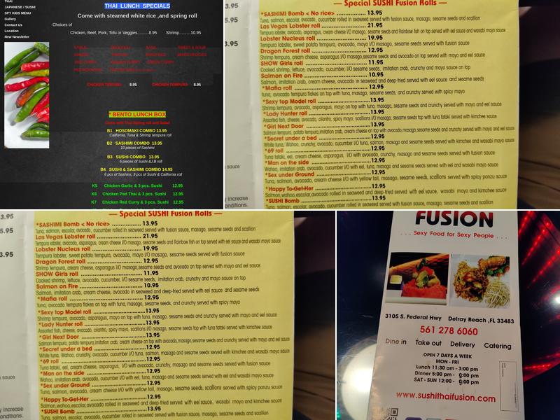 SUSHI THAI FUSION Menu