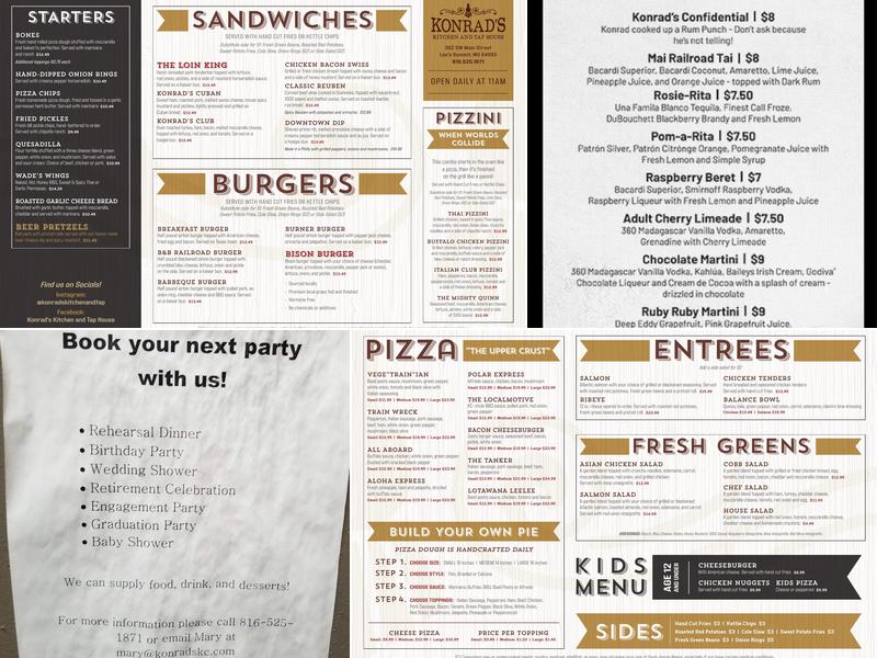 Konrad's Kitchen and Tap House Menu