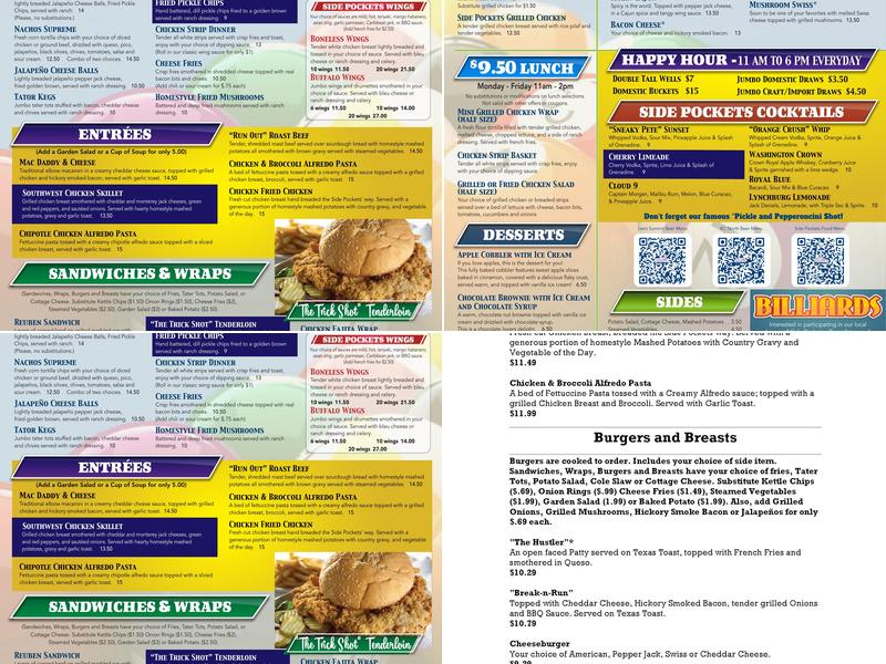 Side Pockets - Lee's Summit Menu